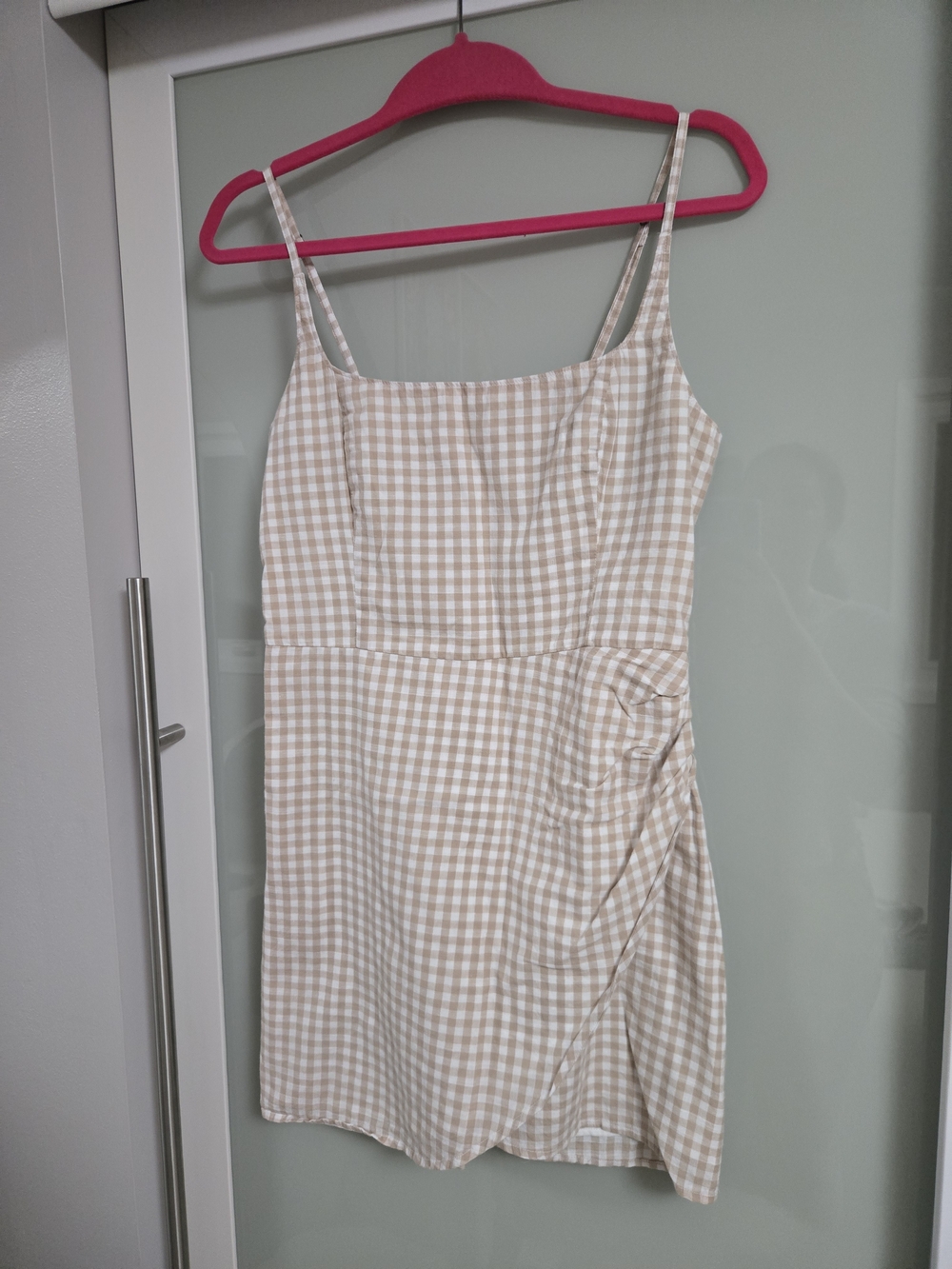 Abercrombie & Fitch Beige Gingham Mini Dress Size Medium